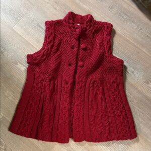 Harold's Rich Red Sleeveless Chunky Knit Cardigan